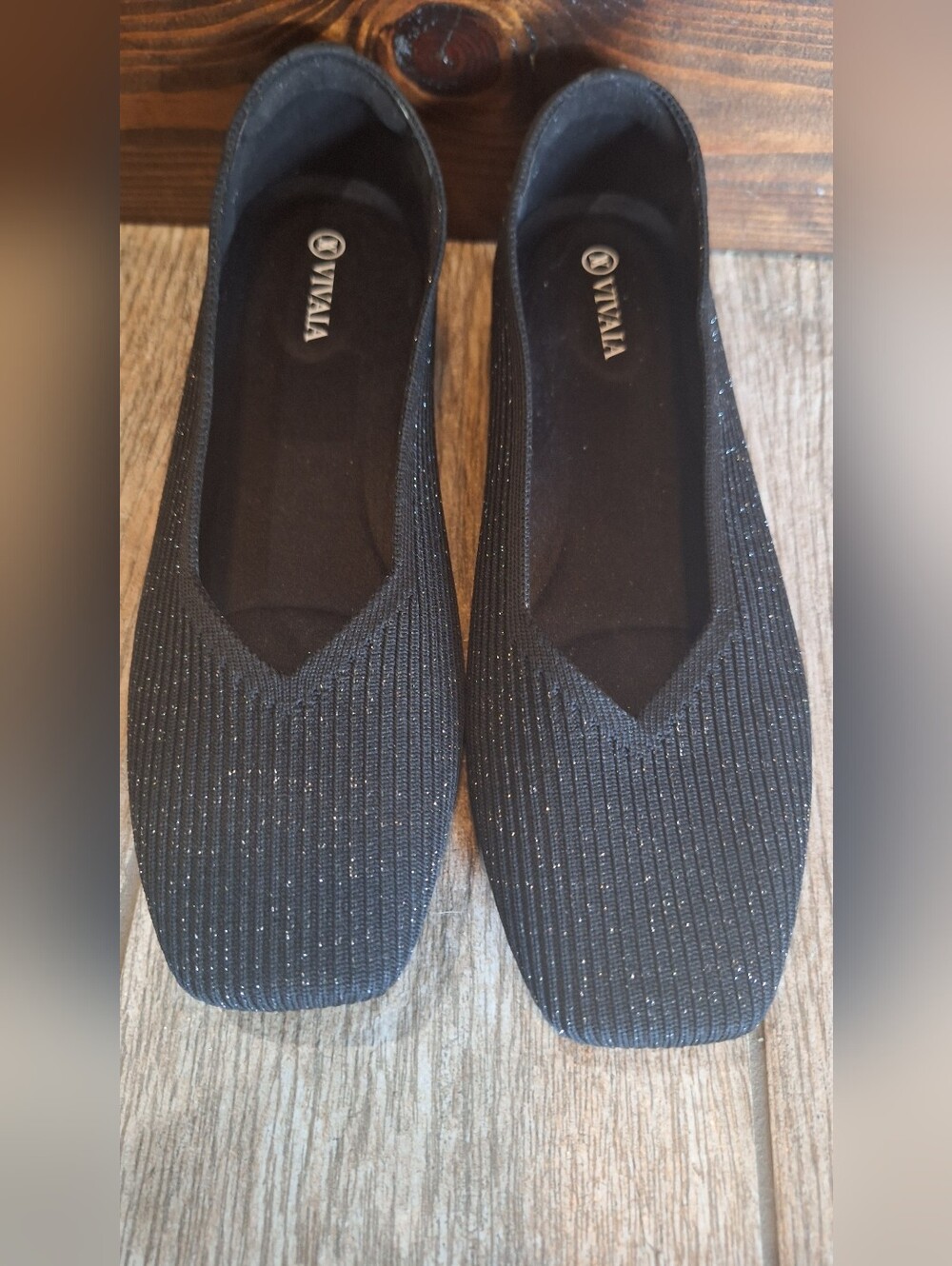 VIVAIA Black Sparkle Knit Loafers